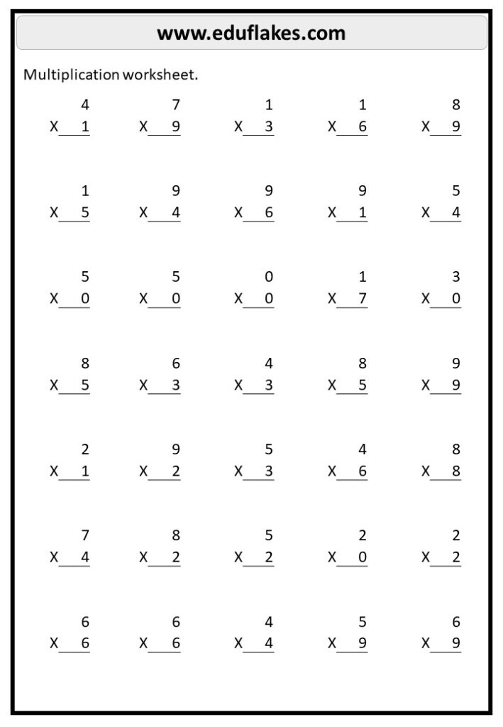 Free Multiplication Worksheet 0 12