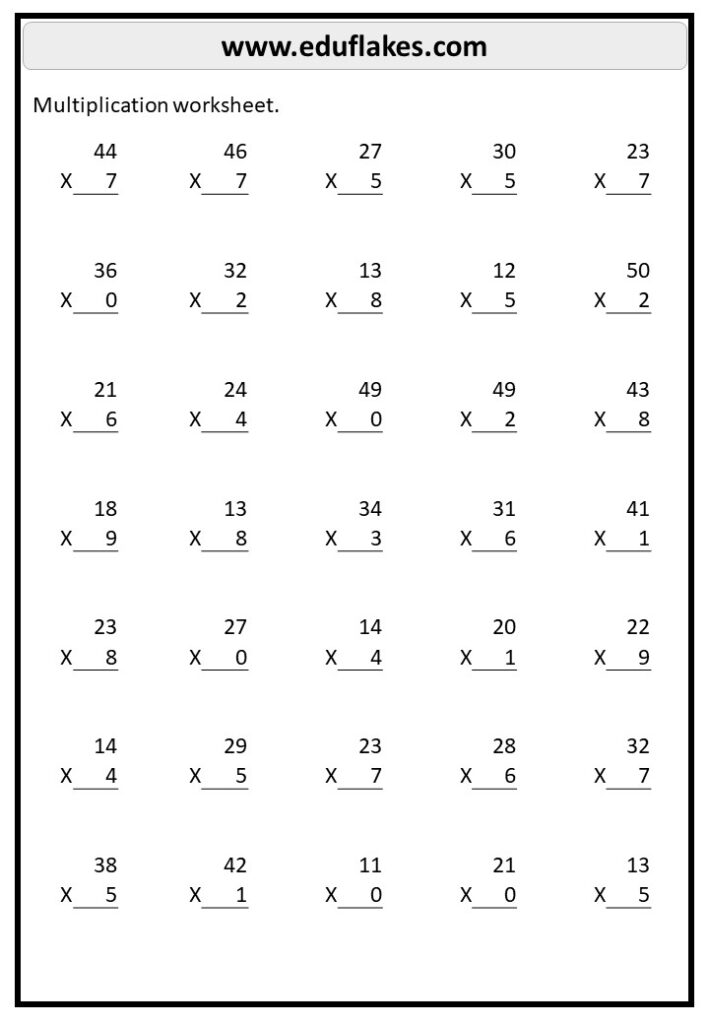 Multiplication By 2 And 5 Worksheet