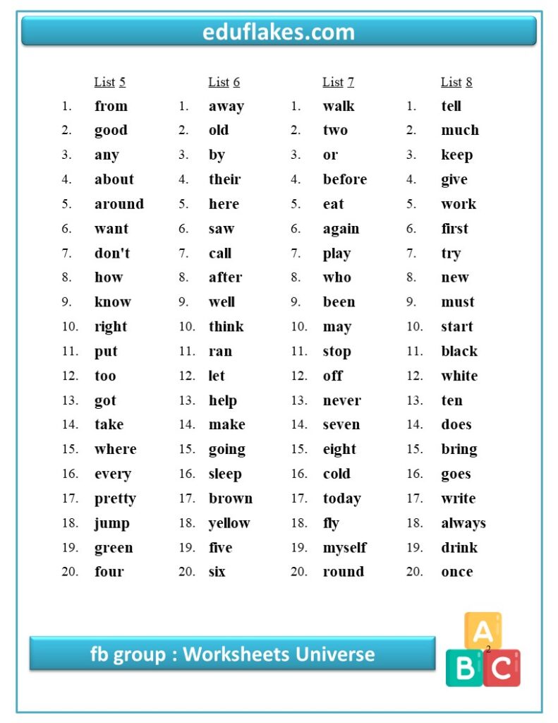 Dolch Sight Words Pdf - Teach To Read - Eduflakes