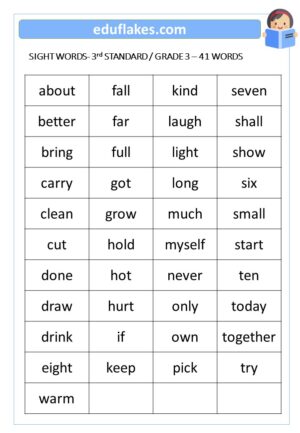 Grade 3 Sight words Free pdf - eduflakes