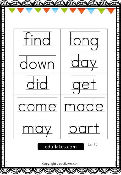 Sight Words Flashcard 11