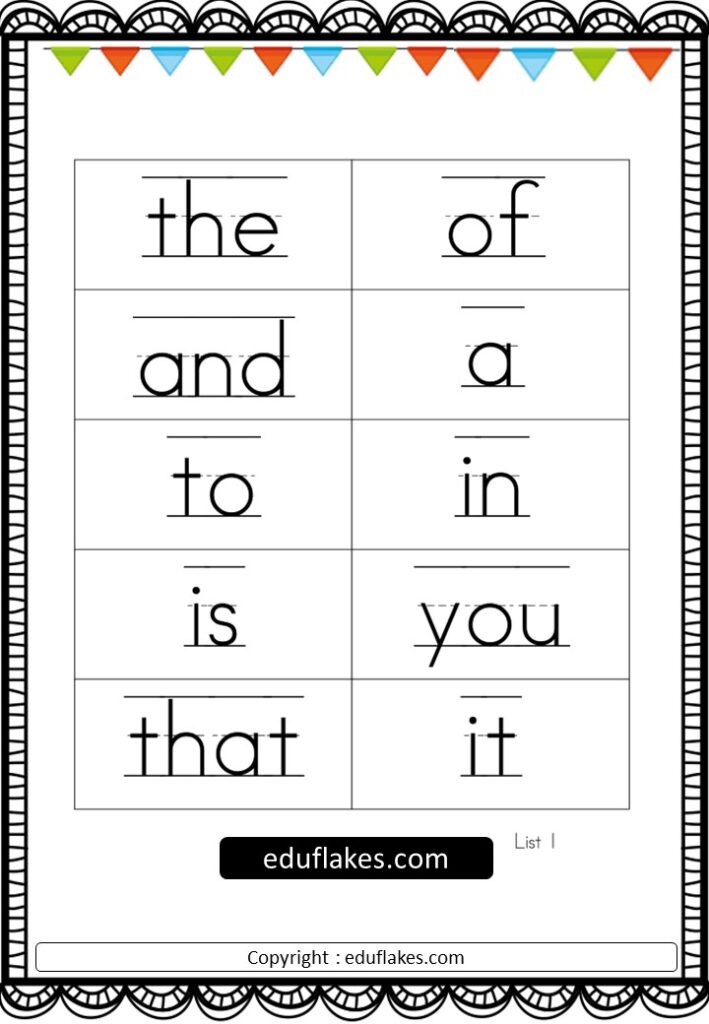 Dolch Sight Word Flashcard - Eduflakes