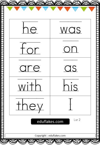 Sight Words Flashcard 3