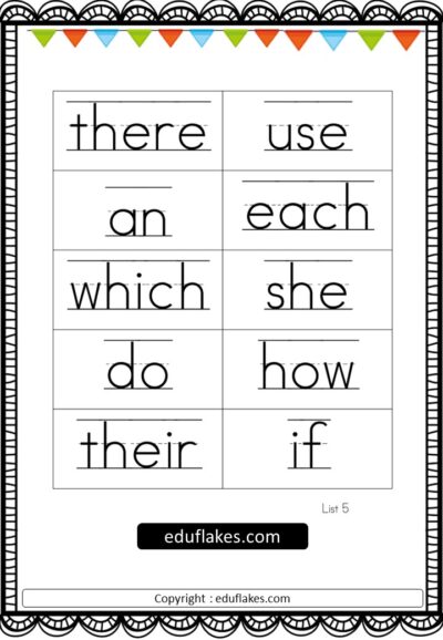 Sight Words Flashcard 6