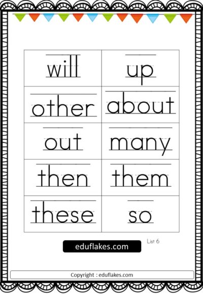 Sight Words Flashcard 7