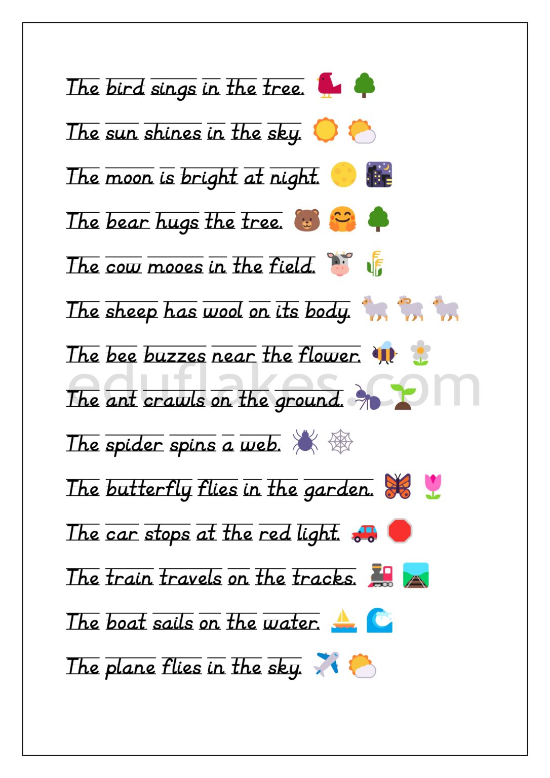 CVC Sentences Worksheets For Kindergarten Reading Free Pdf - Eduflakes
