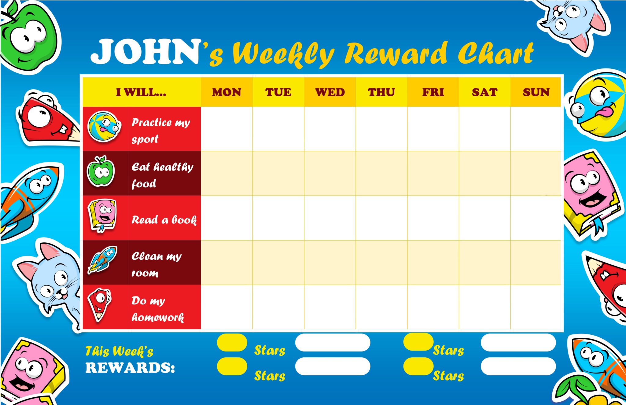 Free Rewards Chart Template With Stars - Eduflakes