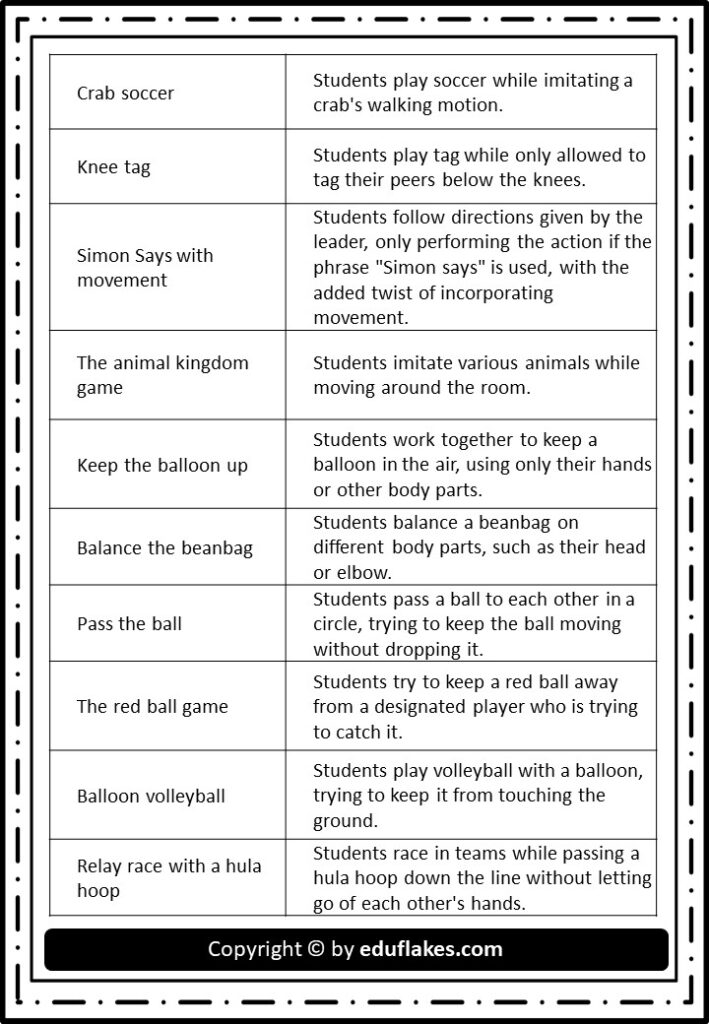Kindergarten Gross Motor Activities Free Pdf - Eduflakes