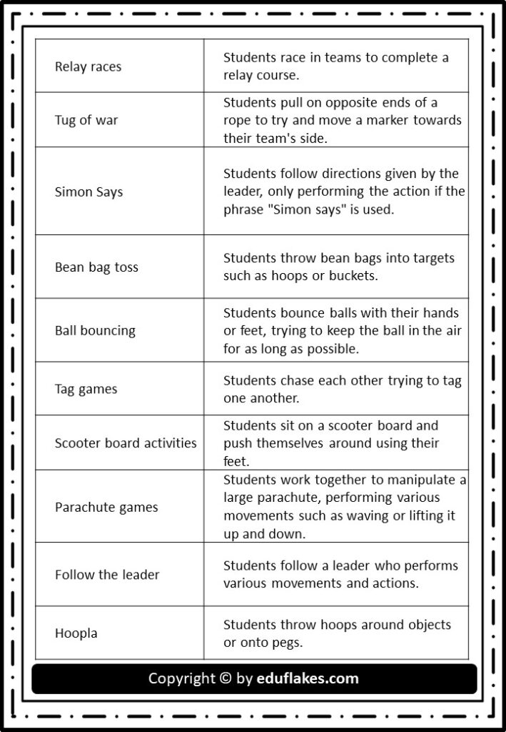 Kindergarten Gross Motor Activities Free Pdf - Eduflakes