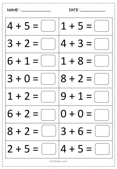 Single Digit Addition page 0004