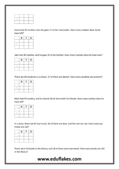 Subtraction Word Problems Grade2 page 0006