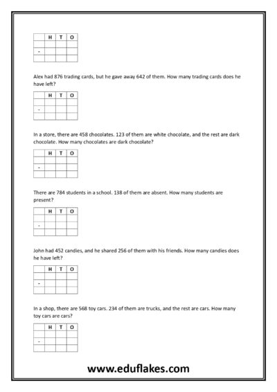 Subtraction Word Problems Grade2 page 0009