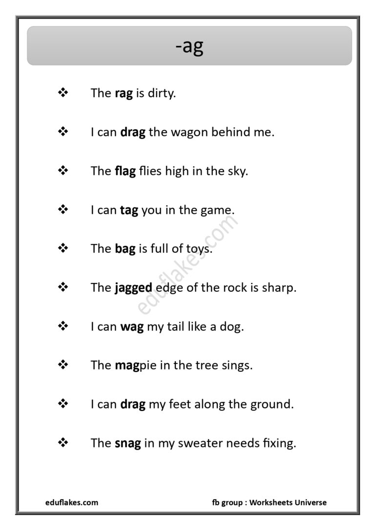 Word Family Printables Free PDF - Eduflakes