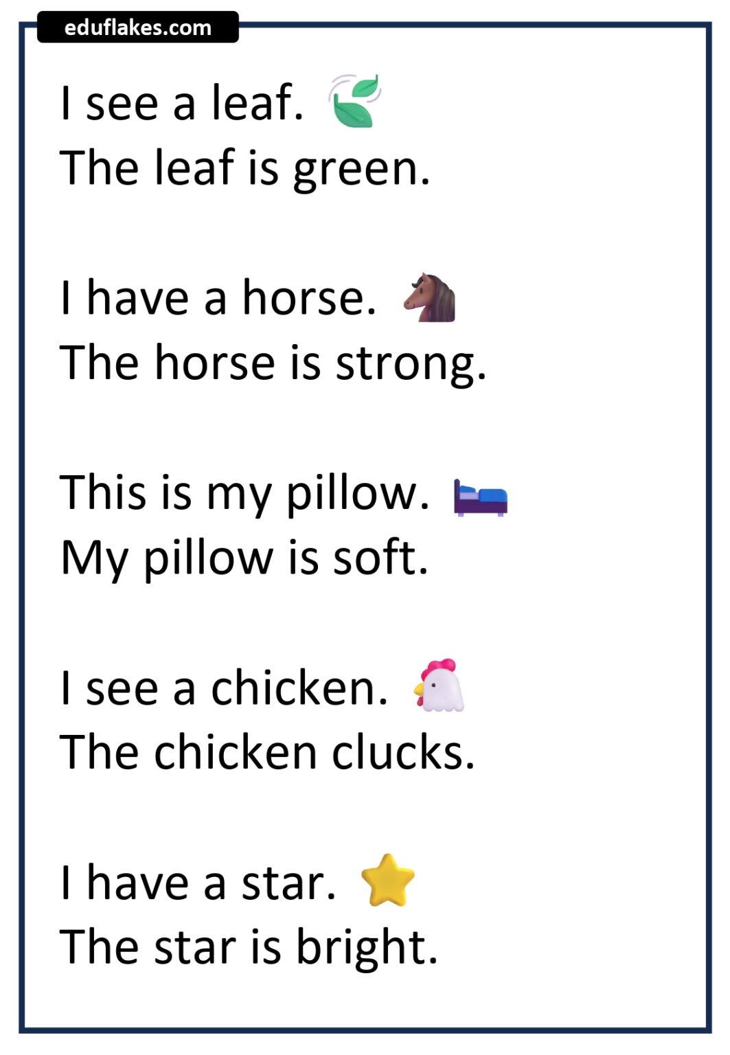Kindergarten English Reading Free PDF - Eduflakes
