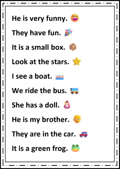 Kindergarten Sight Word Sentences page 0004