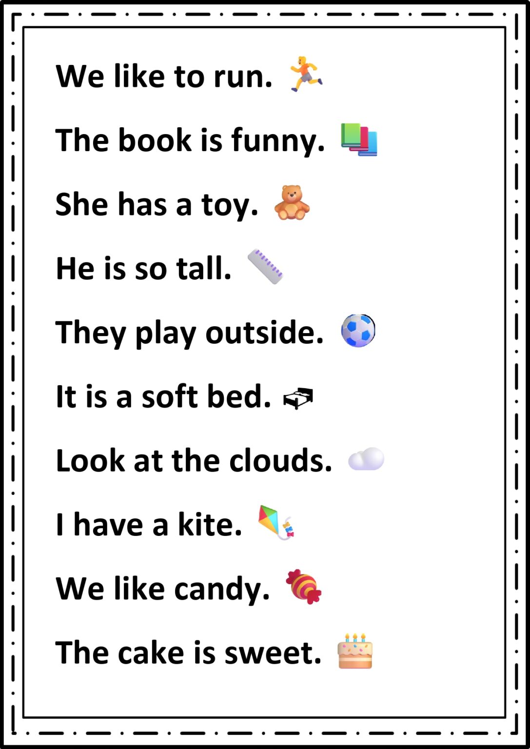 Kindergarten Sight Words Sentences Free Pdf - Eduflakes