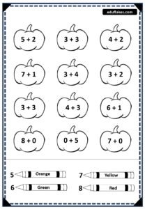 Fall Kindergarten Addition Worksheets Free PDF - Eduflakes