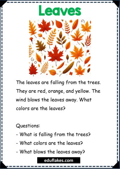 Fall Theme Kindergarten Comprehensions with Questions page 0009