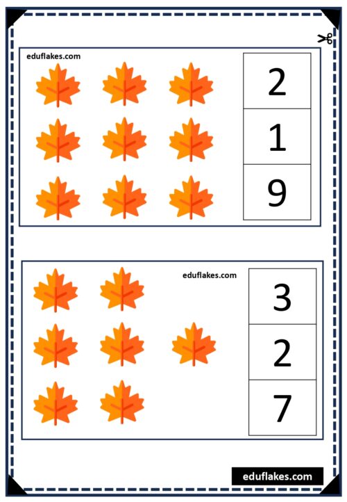 Kindergarten Fall worksheets Counting Free PDF