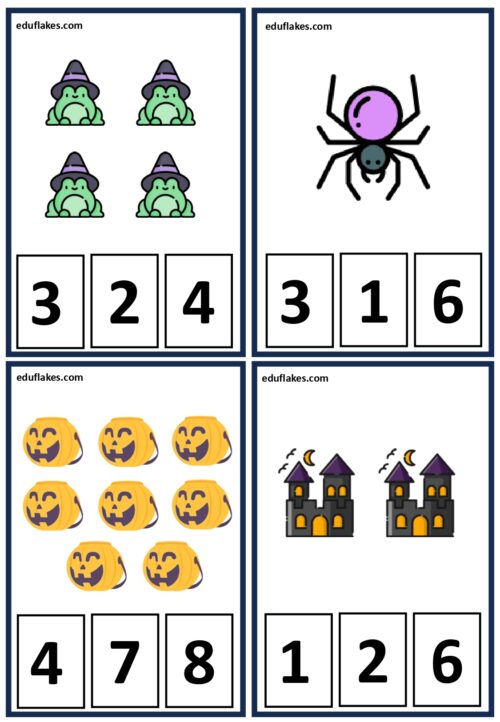 Kindergarten Halloween Count and Clip cards Free PDF