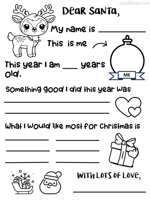 Write To Santa: Free Printable Letter Templates For Kids - Eduflakes