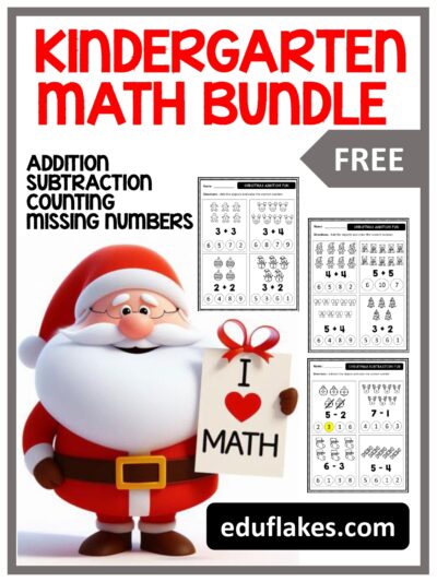 Free Christmas Math Worksheets for kindergarten