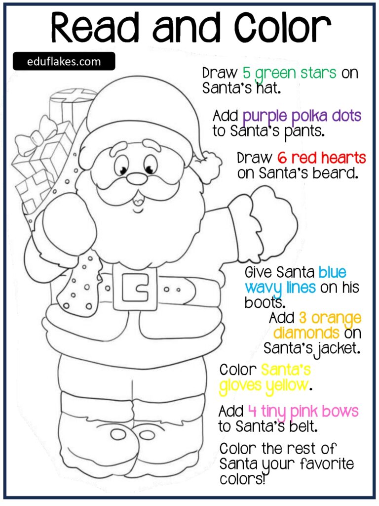 Christmas Fun: Engaging Kids with "Read and Color" Santa Worksheets