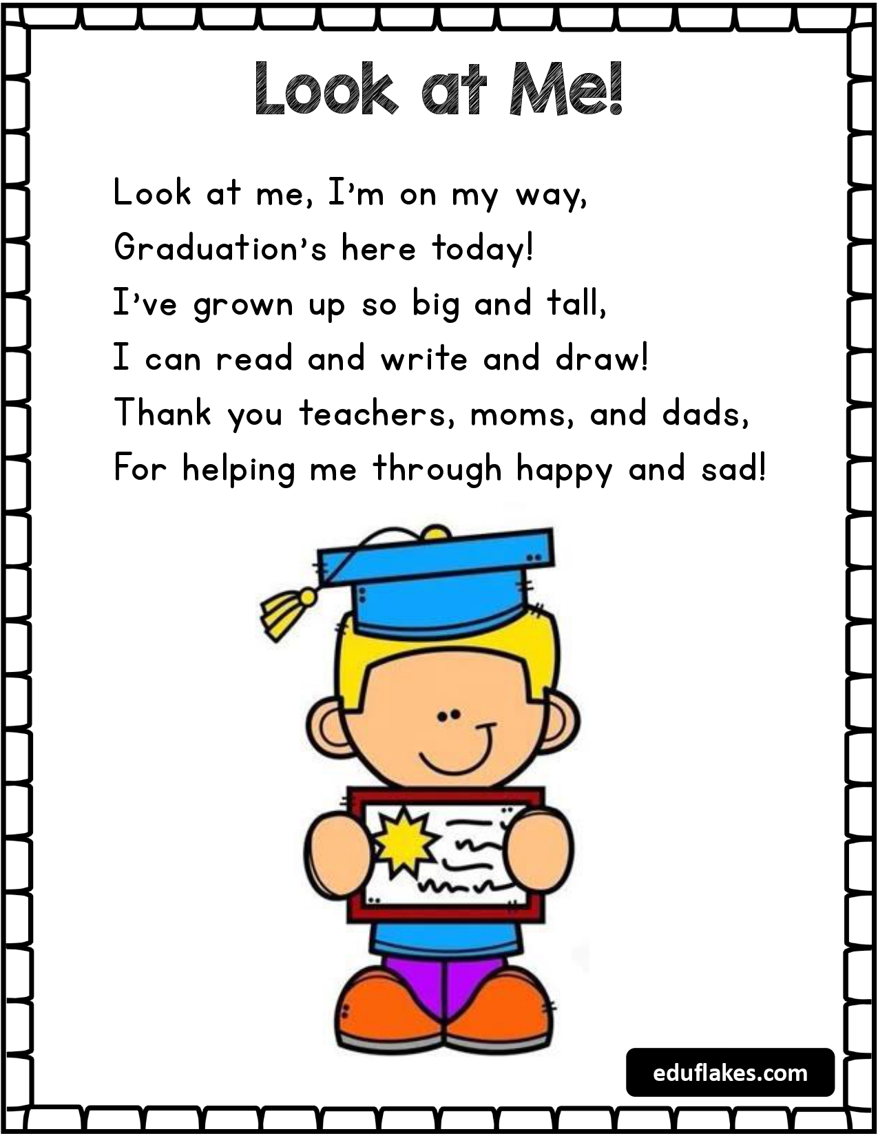 Kindergarten Graduation Poem Kindergarten Graduation Poem